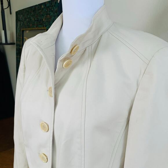 NEW Calvin Klein Size 12 Women's Cotton Blend Blazer jacket Beige Career - Picture 4 of 13